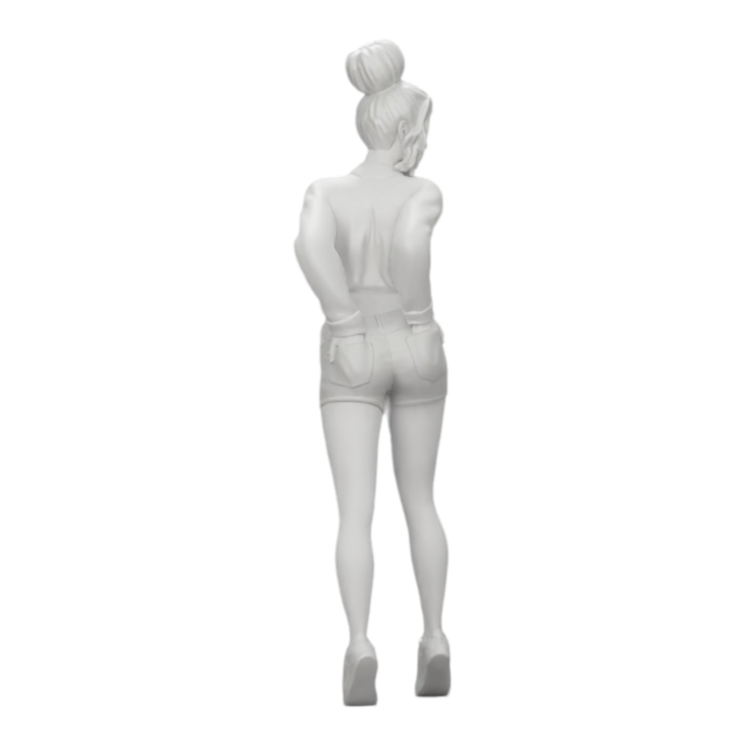 Diorama model building product photo 0: Sexy girl in shorts and open mini shirt with hands in back pocket (Ref No. A38)