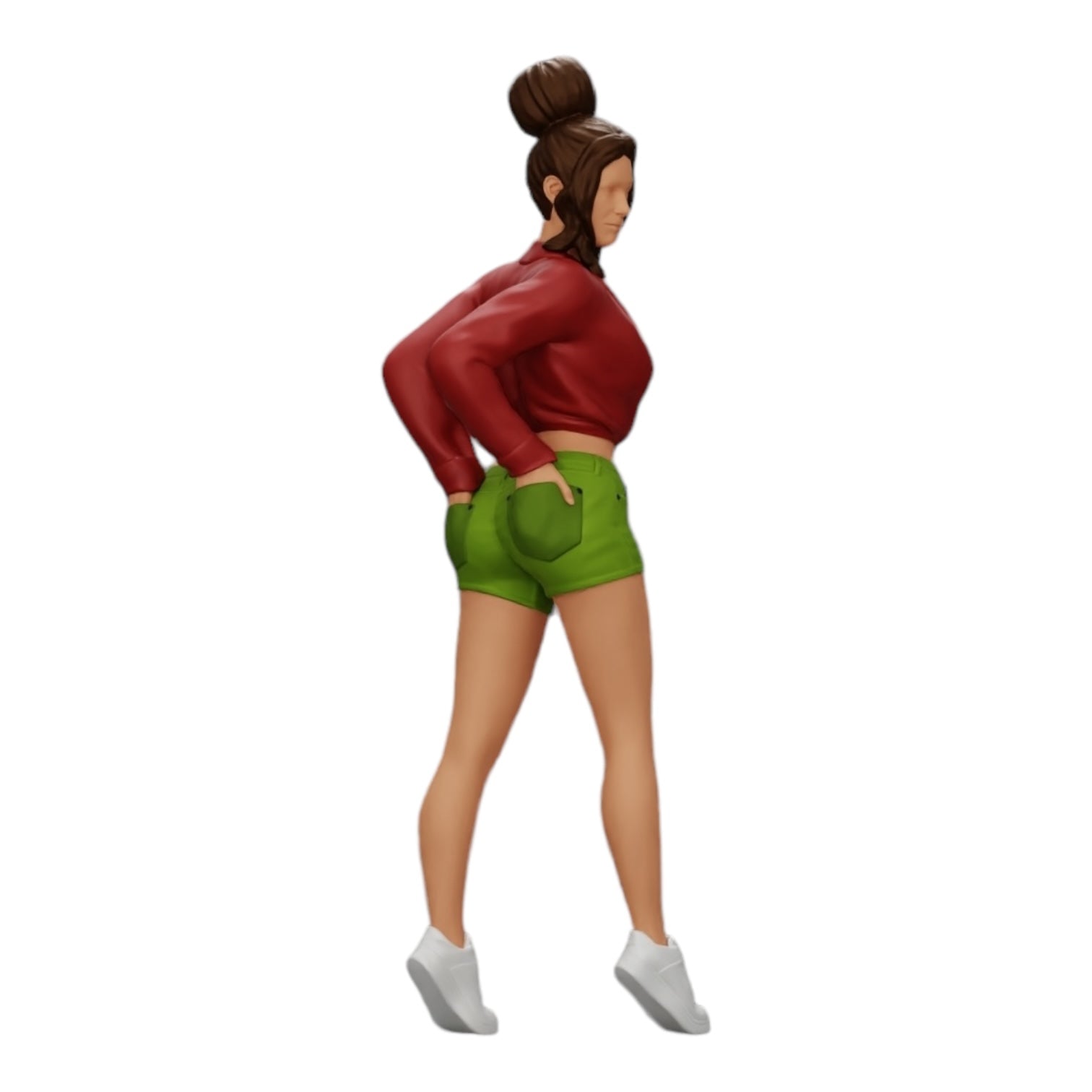 Diorama model building product photo 0: Sexy girl in shorts and open mini shirt with hands in back pocket (Ref No. A38)