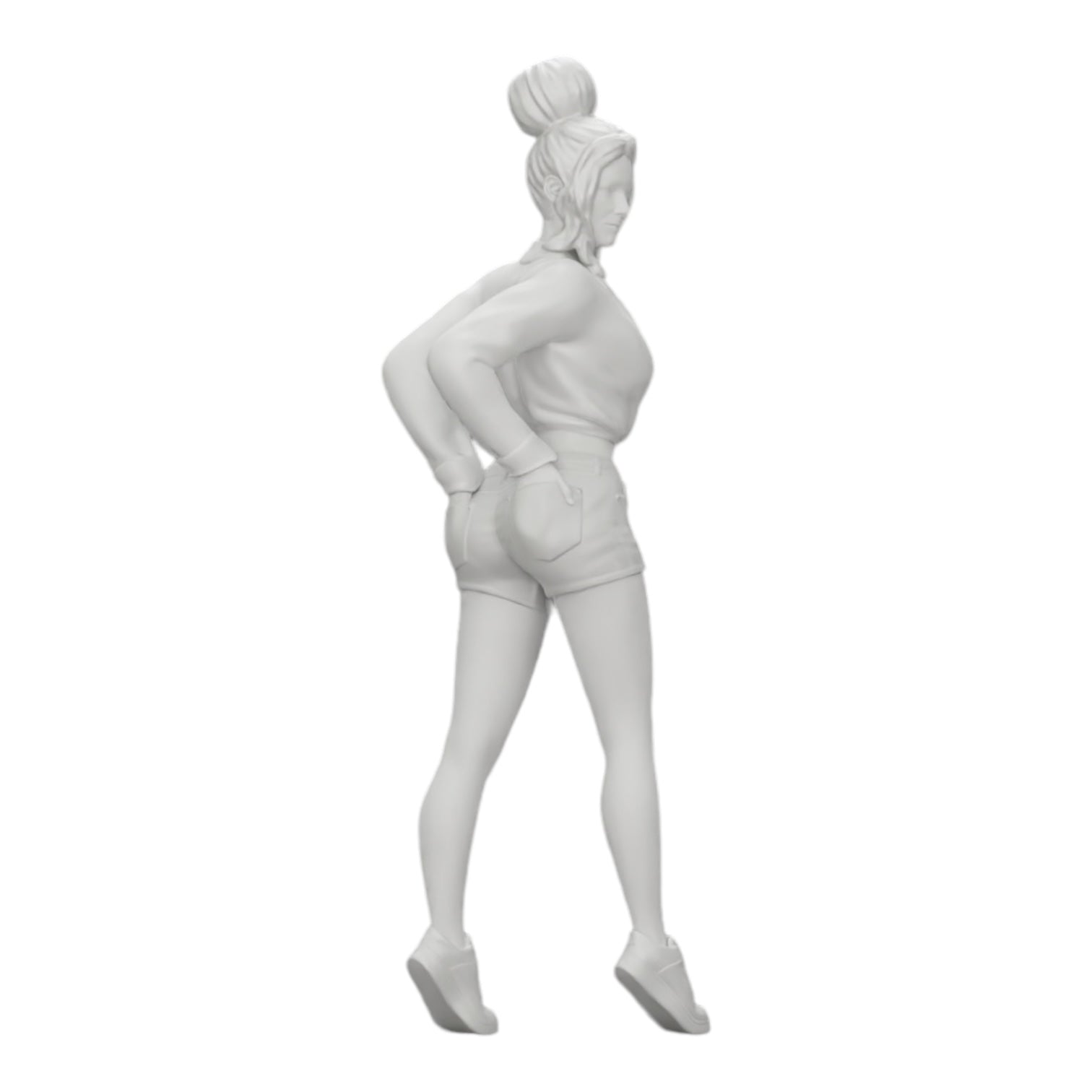 Diorama model building product photo 0: Sexy girl in shorts and open mini shirt with hands in back pocket (Ref No. A38)