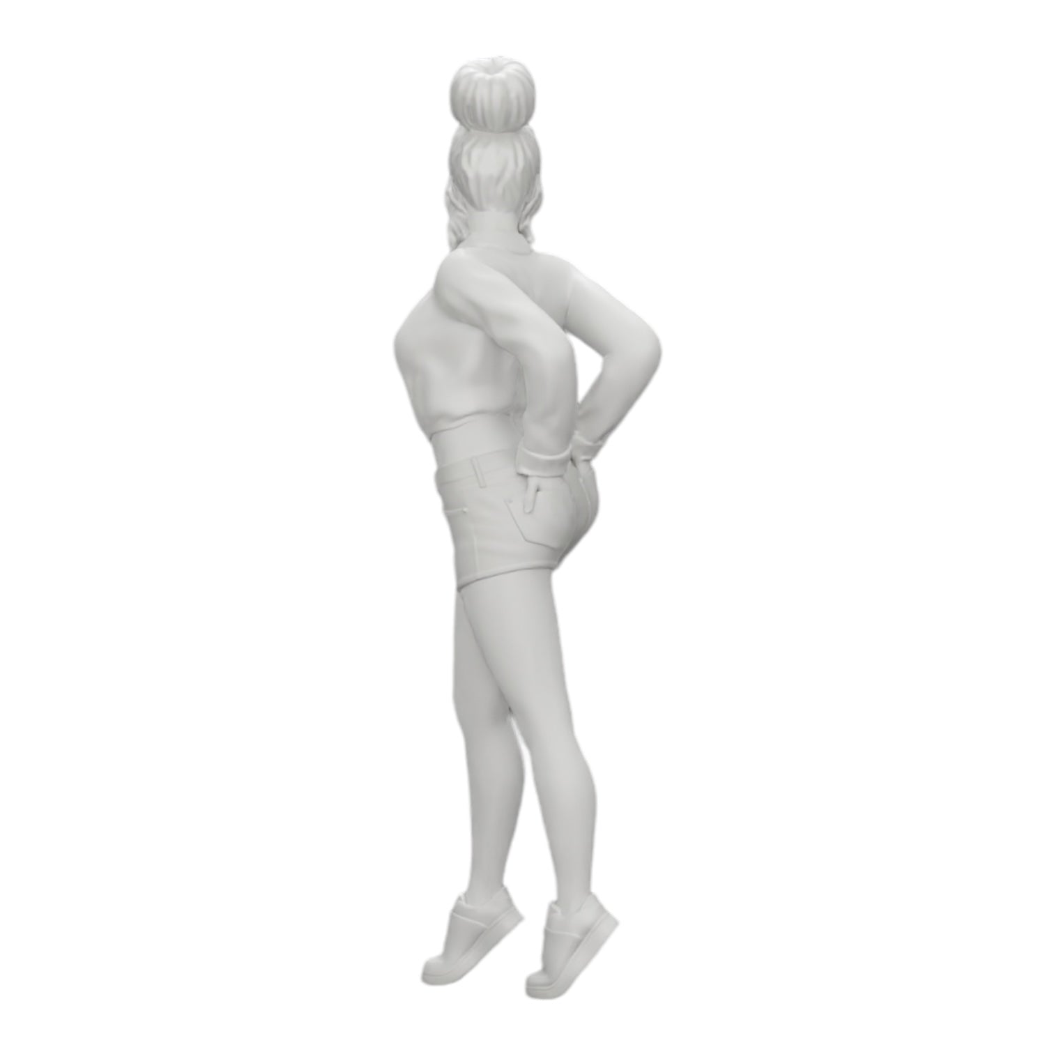 Diorama model building product photo 0: Sexy girl in shorts and open mini shirt with hands in back pocket (Ref No. A38)