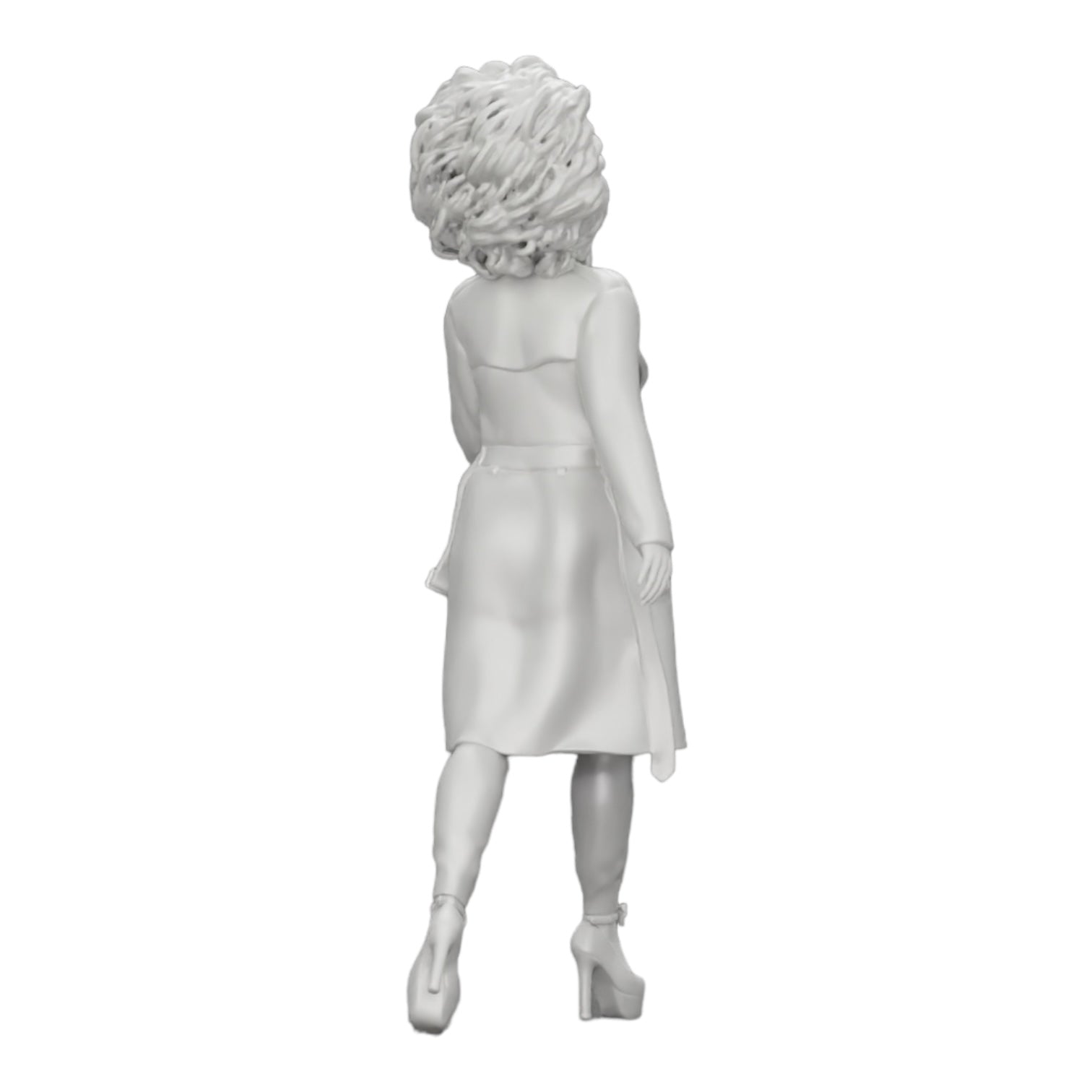 Diorama model building product photo 0: Stylish woman with curly hair walking in a long, open coat (Ref No. A40)