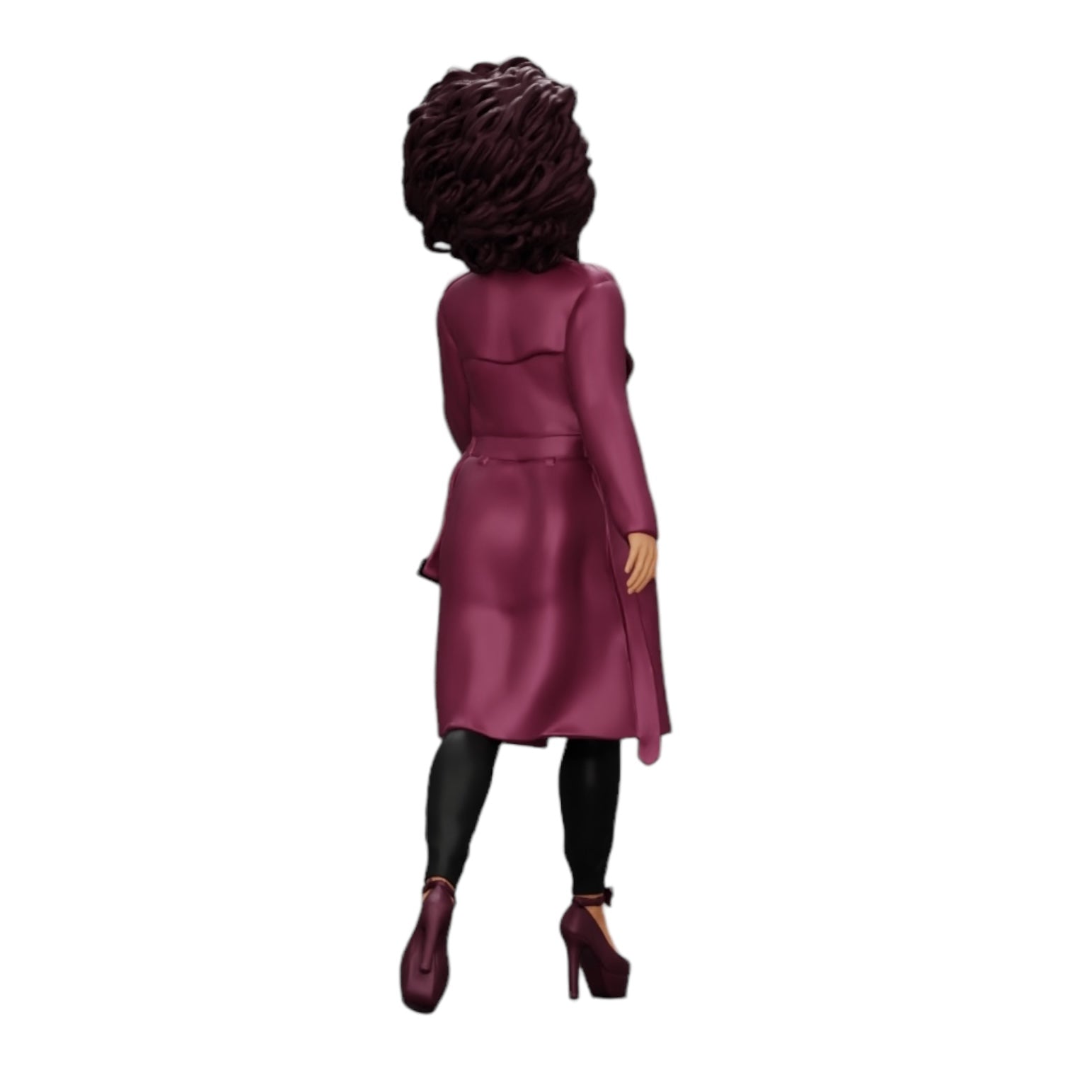 Diorama model building product photo 0: Stylish woman with curly hair walking in a long, open coat (Ref No. A40)