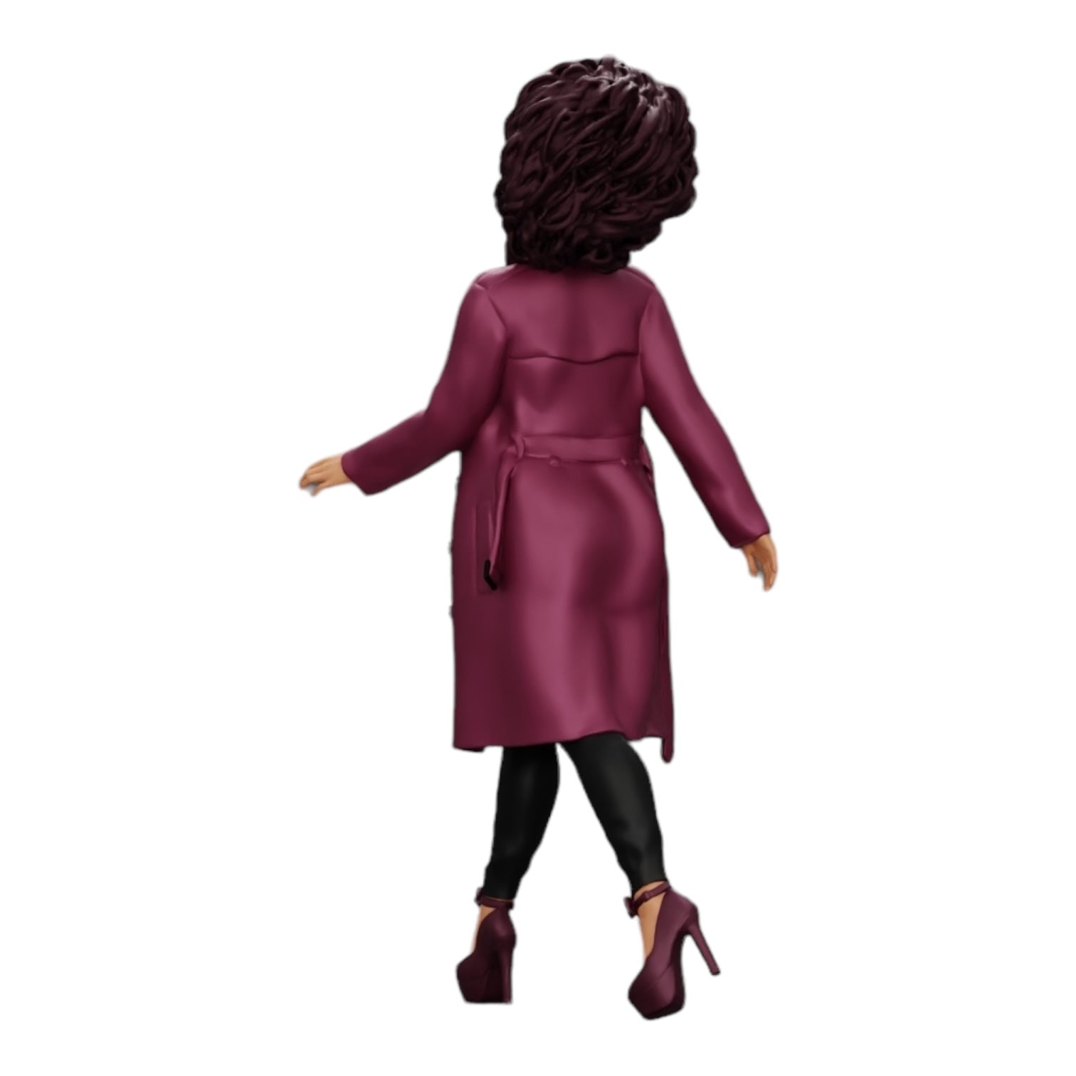 Diorama model building product photo 0: Stylish woman with curly hair walking in a long, open coat (Ref No. A40)