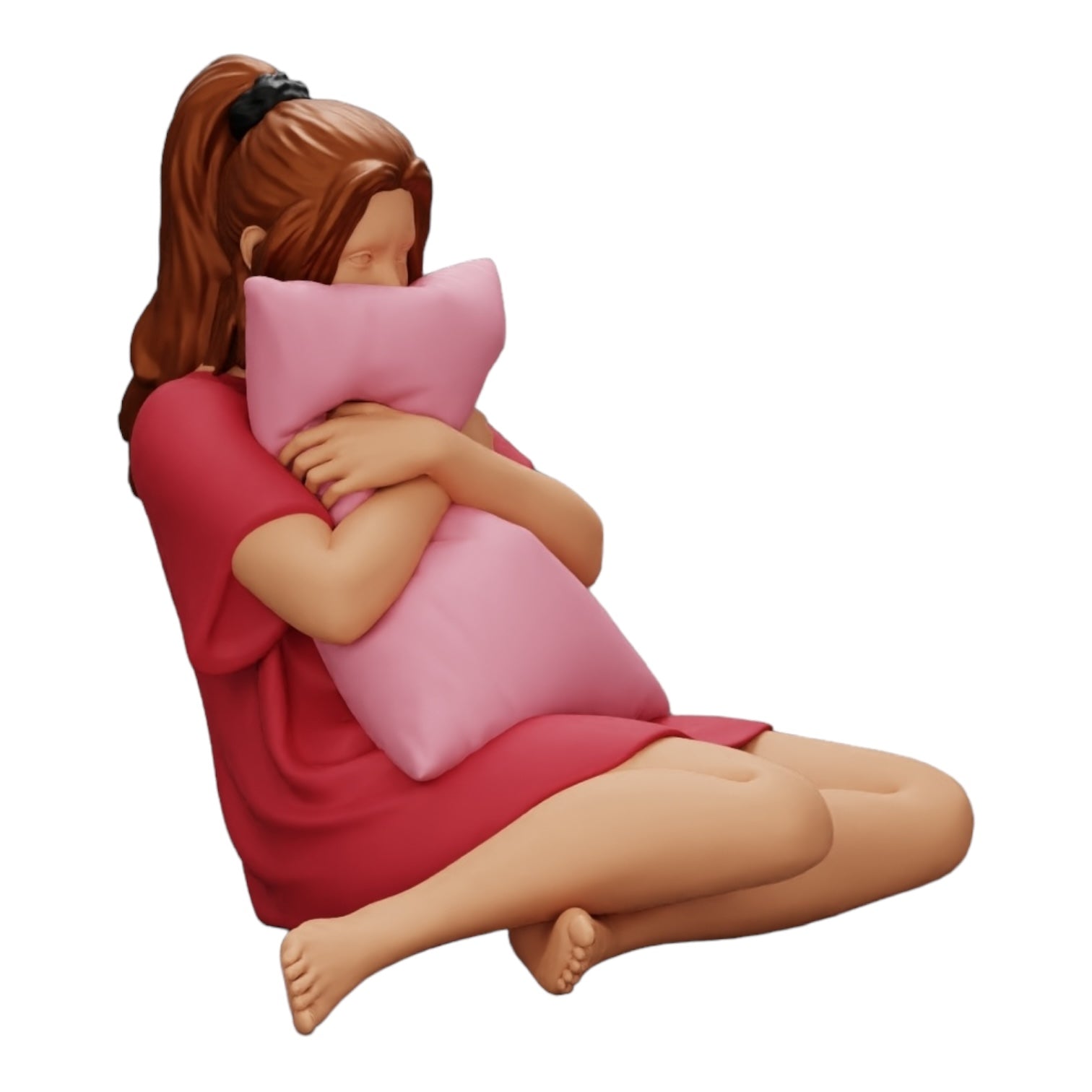 Diorama model building product photo 0: Girl watching a horror movie and holding a pillow (Ref No. A43)