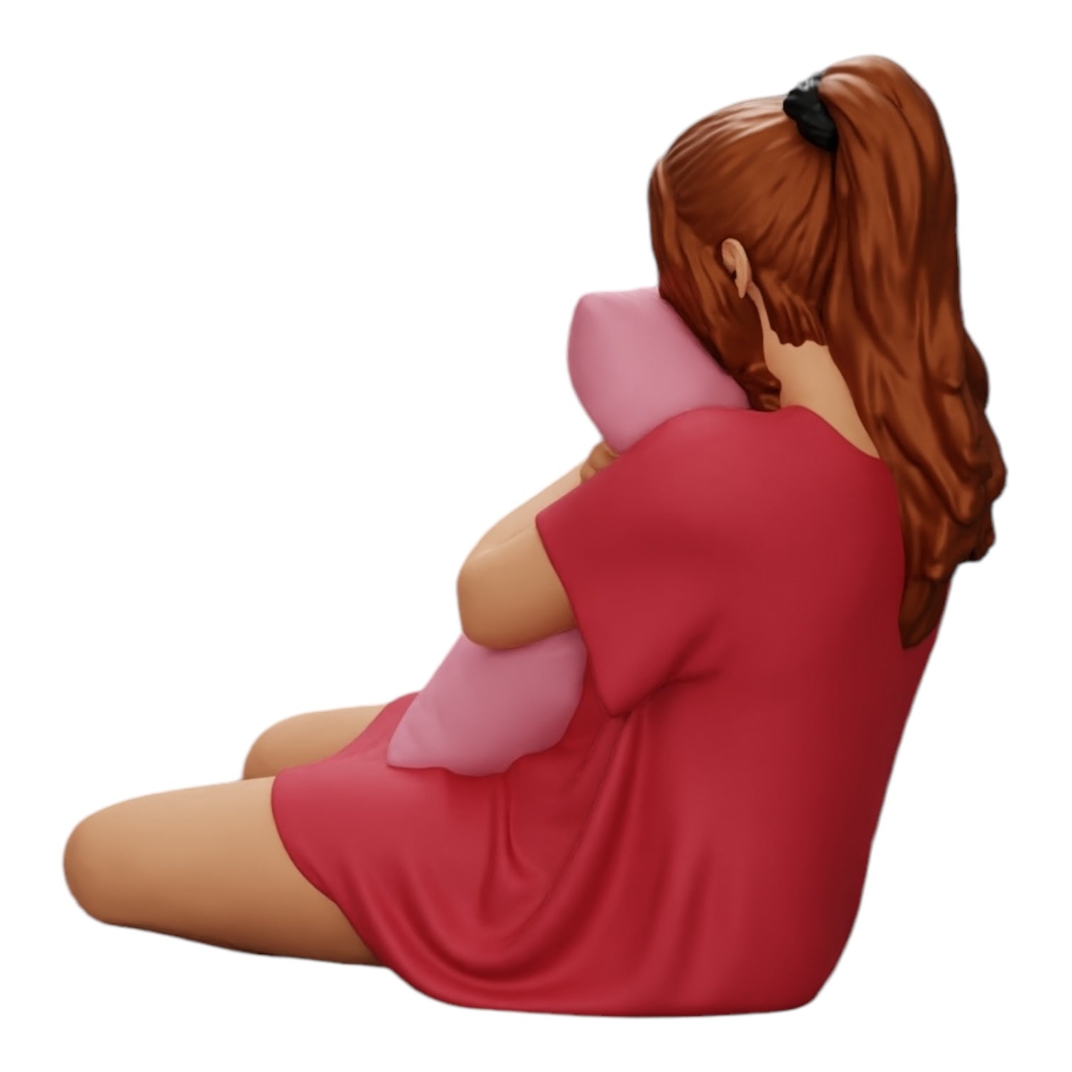 Diorama model building product photo 0: Girl watching a horror movie and holding a pillow (Ref No. A43)