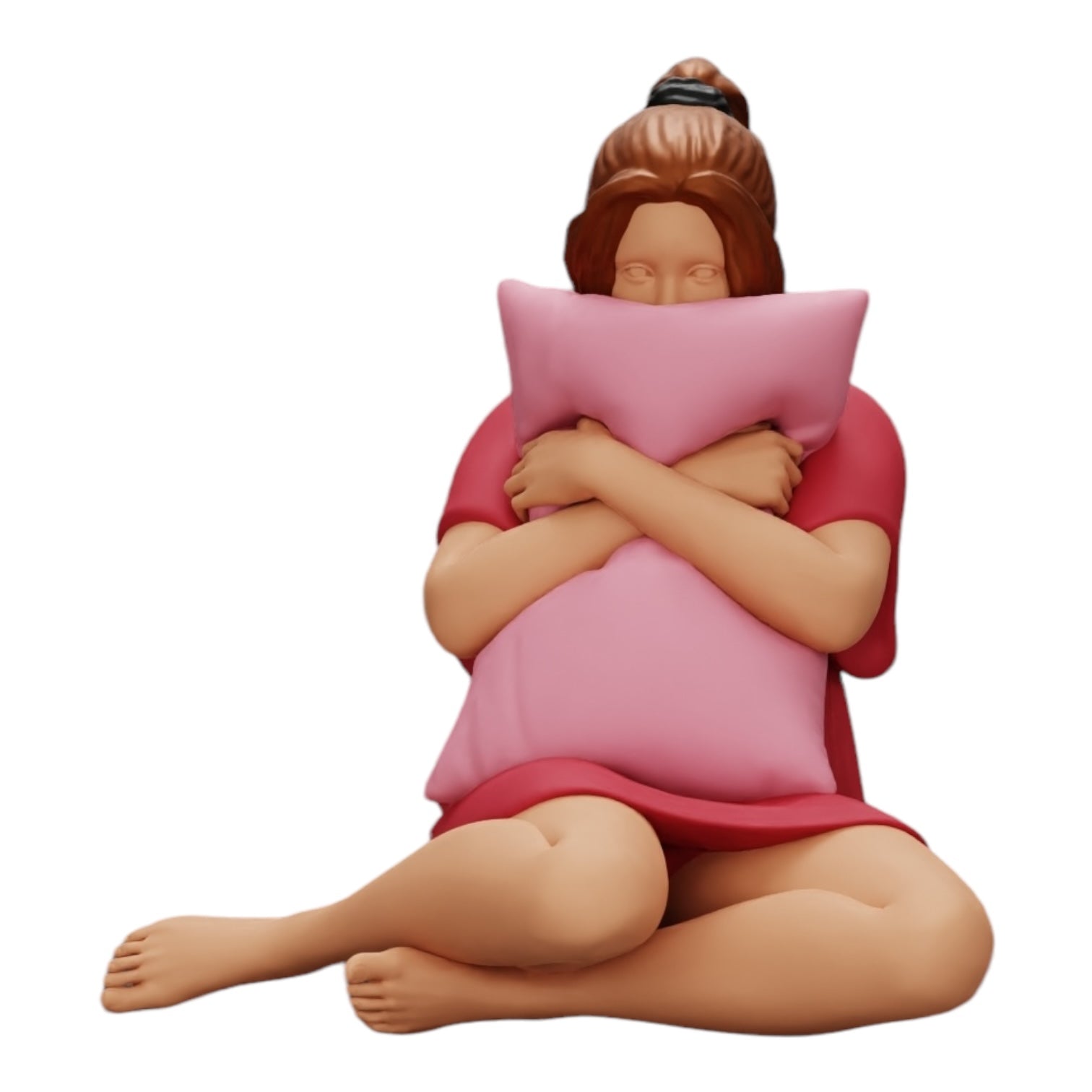 Diorama model building product photo 0: Girl watching a horror movie and holding a pillow (Ref No. A43)