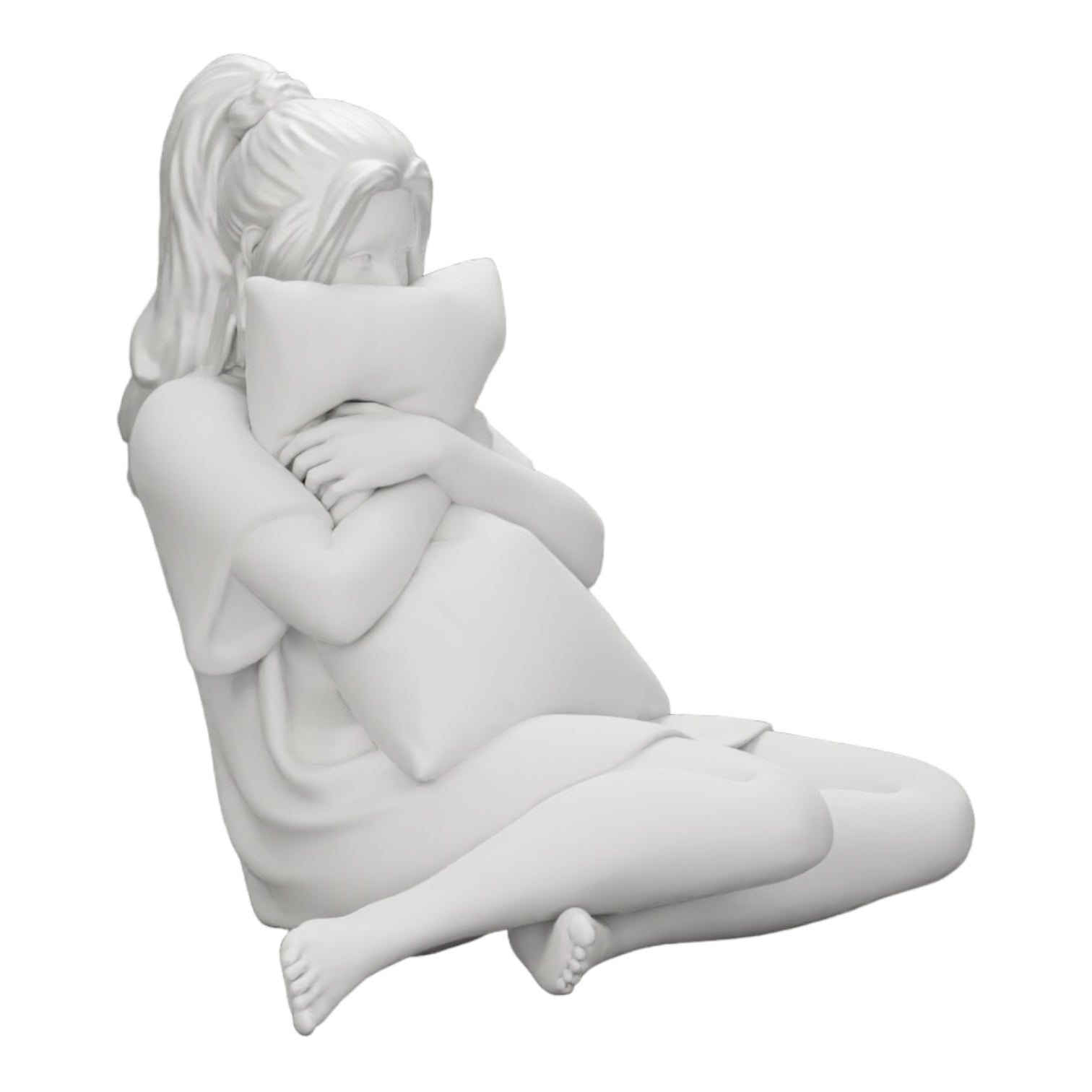 Diorama model building product photo 0: Girl watching a horror movie and holding a pillow (Ref No. A43)