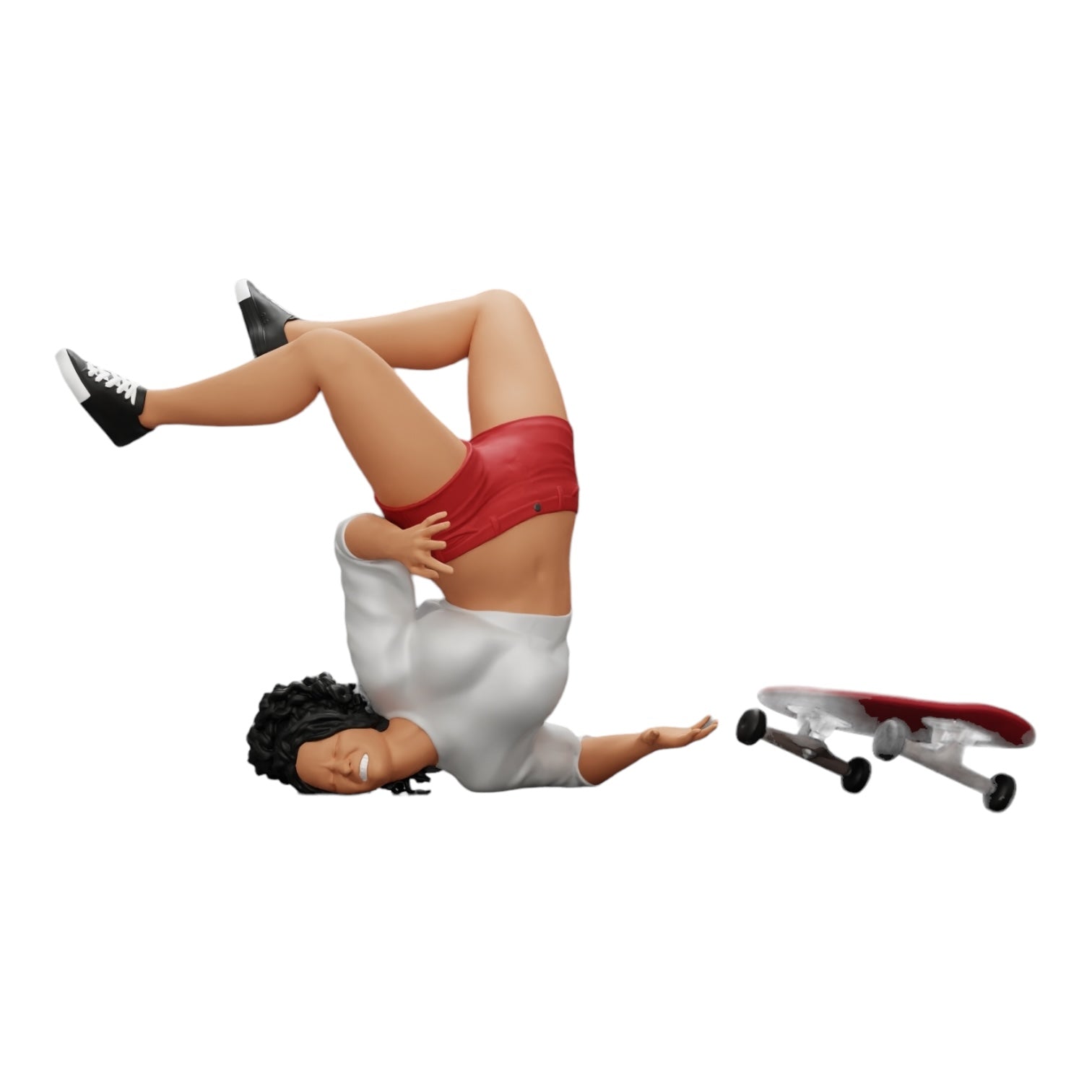 Diorama model building product photo 0: Girl with curly hair falls off skateboard while playing sports (Ref No. A44)