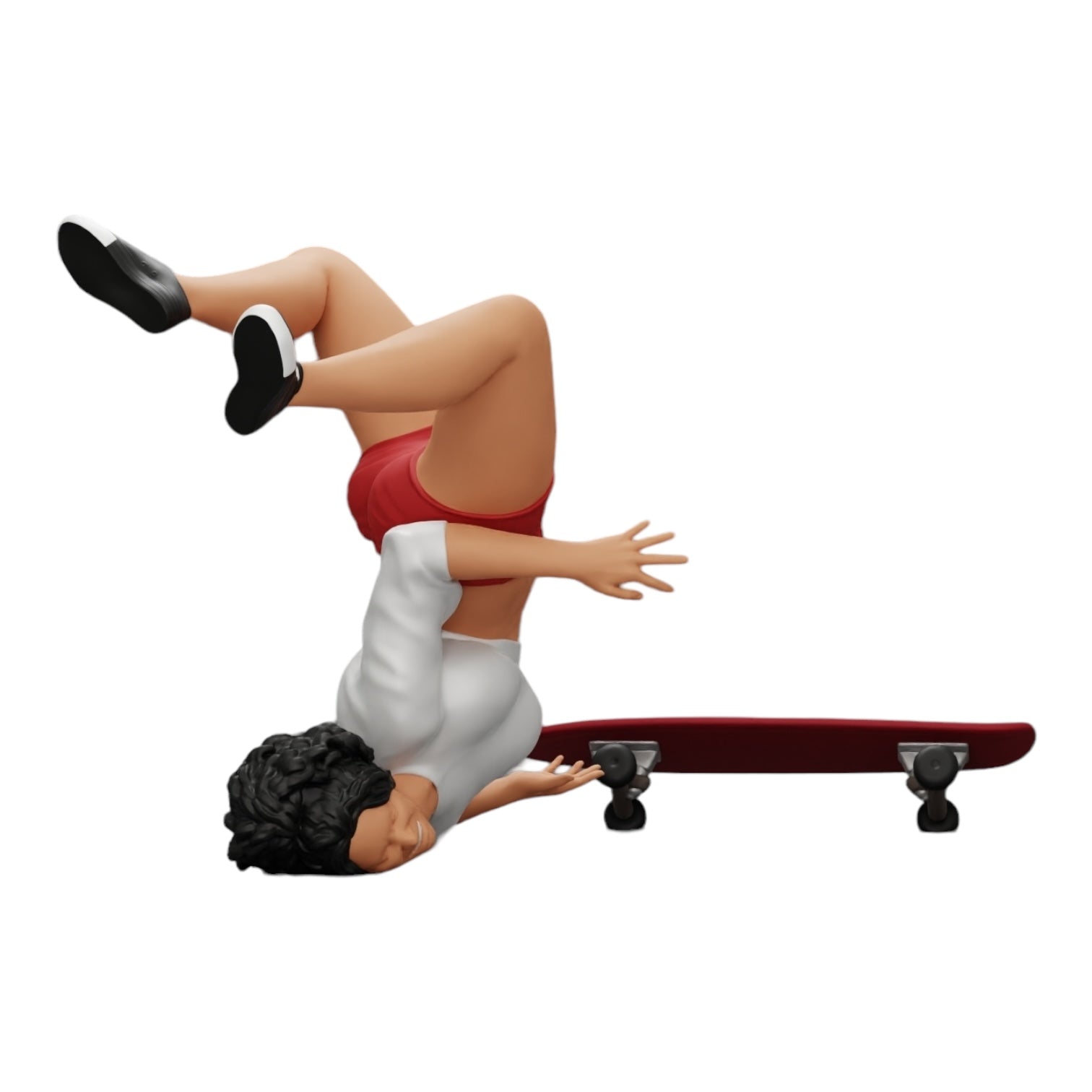 Diorama model building product photo 0: Girl with curly hair falls off skateboard while playing sports (Ref No. A44)