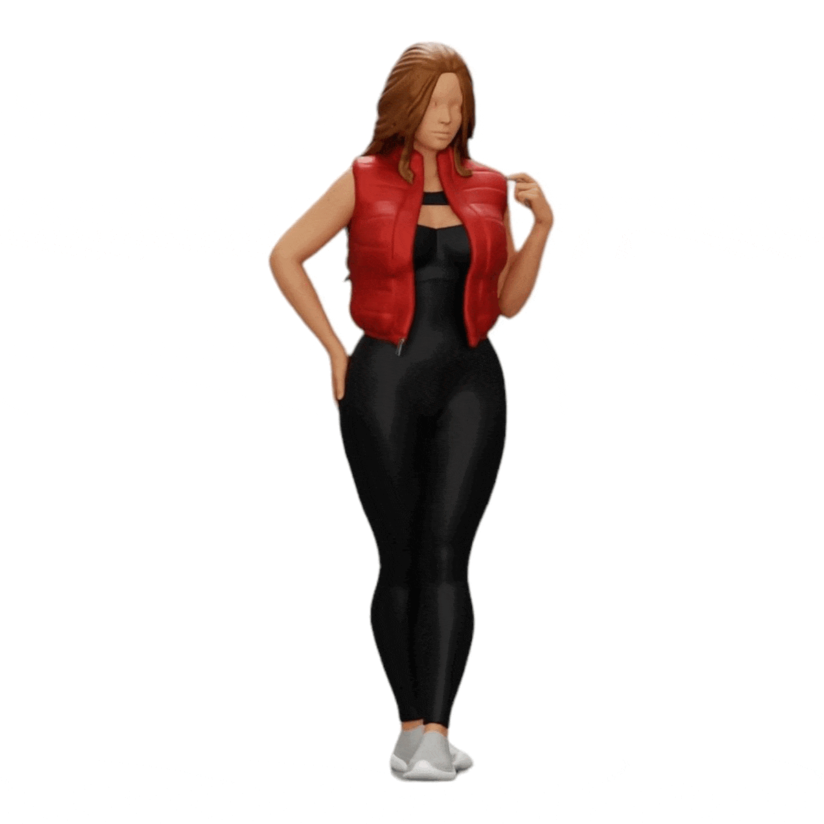 Diorama model building product photo 0: Attractive woman with long hair in a bodysuit and open vest (Ref No. A46)