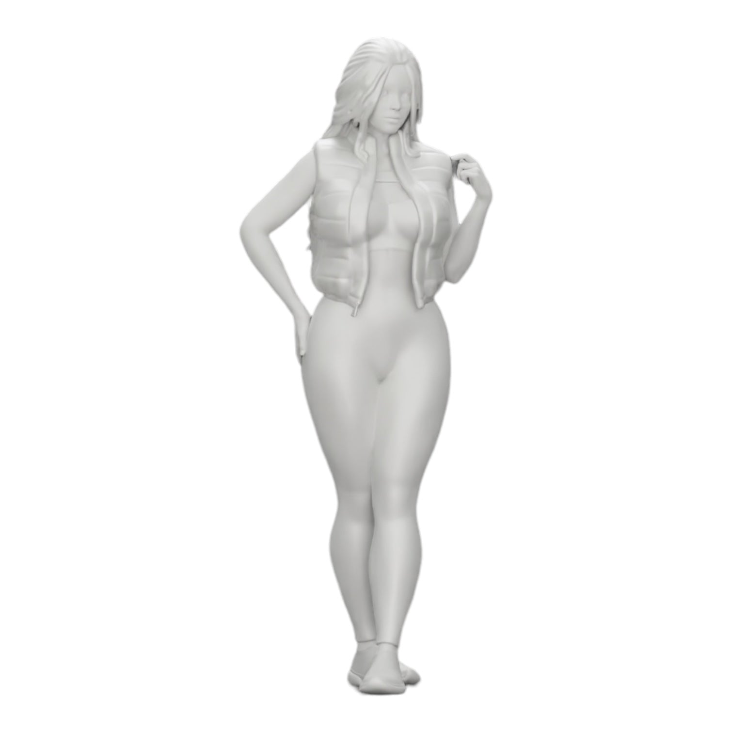 Diorama model building product photo 0: Attractive woman with long hair in a bodysuit and open vest (Ref No. A46)