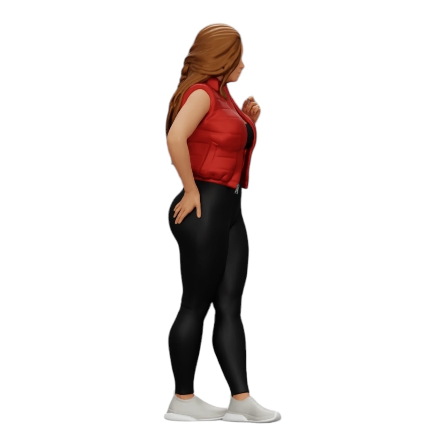 Diorama model building product photo 0: Attractive woman with long hair in a bodysuit and open vest (Ref No. A46)