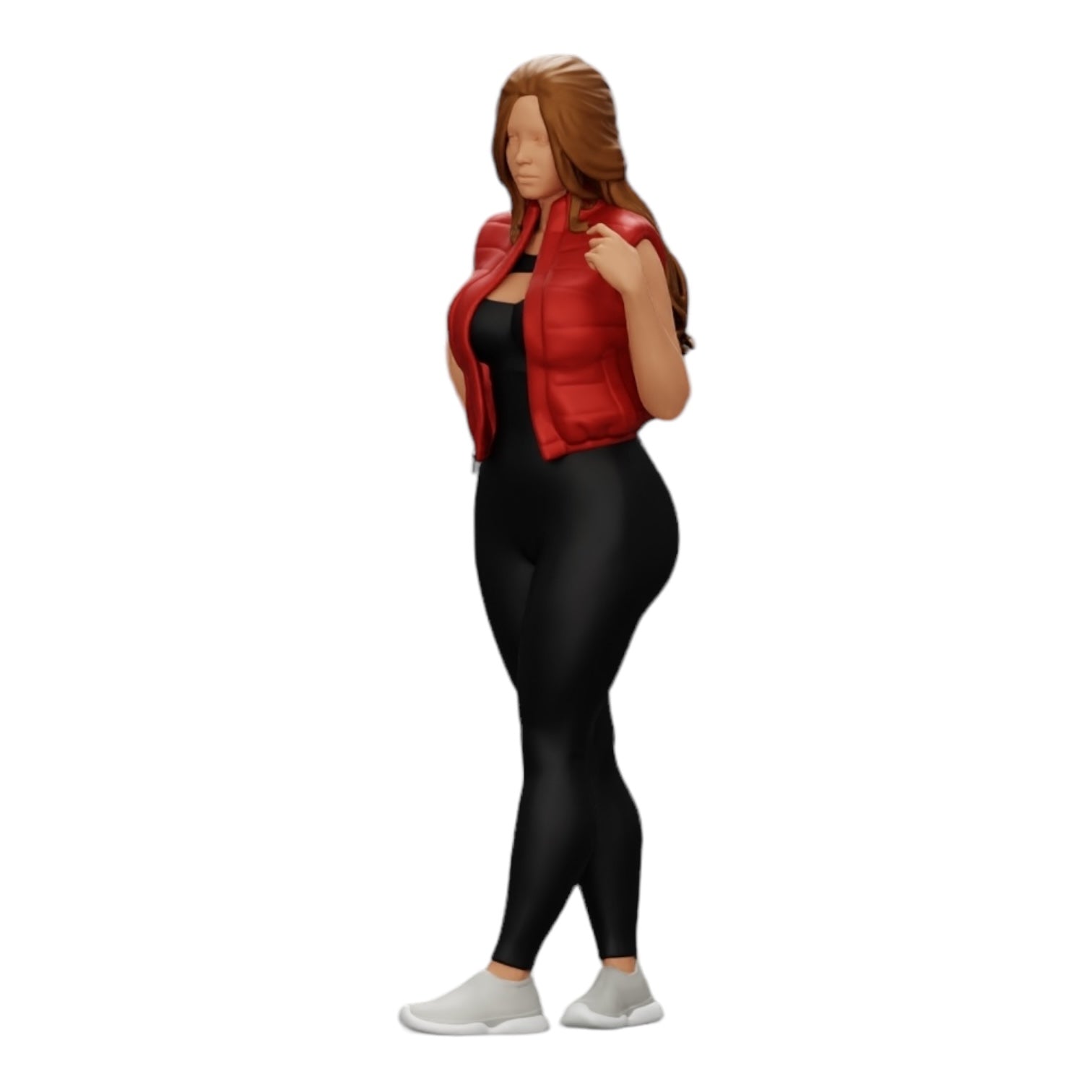 Diorama model building product photo 0: Attractive woman with long hair in a bodysuit and open vest (Ref No. A46)