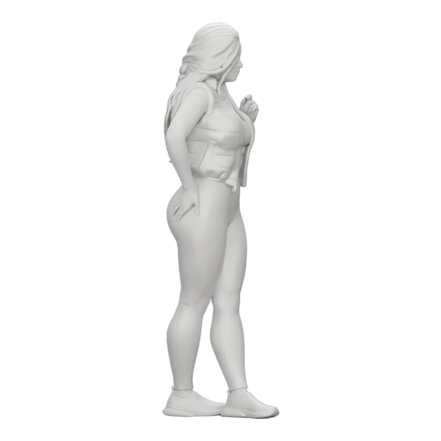 Diorama model building product photo 0: Attractive woman with long hair in a bodysuit and open vest (Ref No. A46)