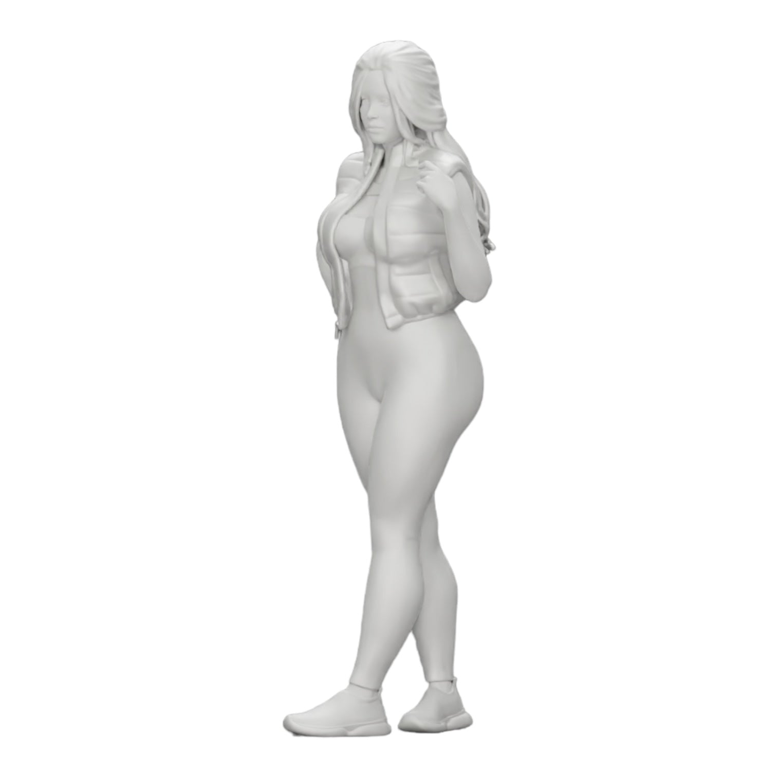 Diorama model building product photo 0: Attractive woman with long hair in a bodysuit and open vest (Ref No. A46)