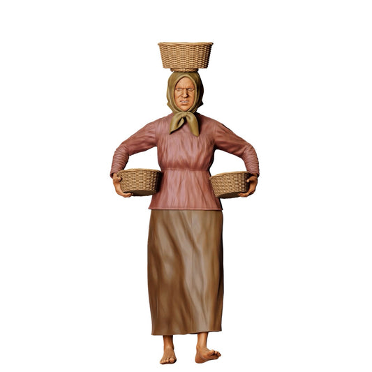 Miniature figure: Farmer's wife with baskets - Old farmer at the Abriet (No. 303)