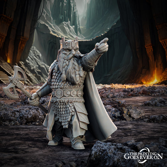 Product photo Tabletop 28mm The Printing Goes Ever On (TPGEO) 0: Dwarf Leader - King Barwin - Ruler of the Dwarf Kingdom