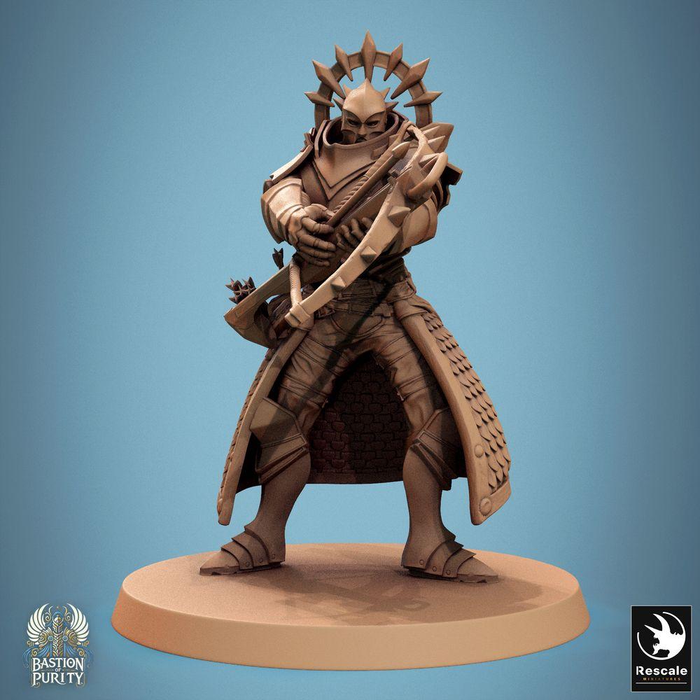 Product photo Tabletop 28mm Lord of the Print (LotP) 0: Tabletop miniature: Order Knight Paladin, Crossbowman Bastion Archer - Elite Guardian and Champion with Heavy Crossbow (24_09_C5)