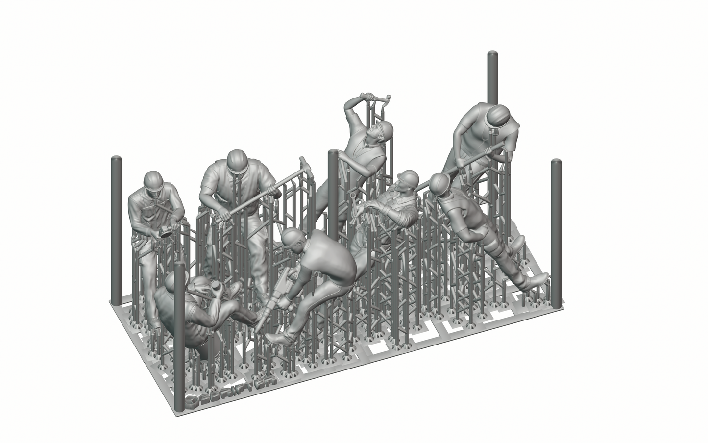 Product photo diorama and model building miniature figure: Construction Worker Set, 8 figures