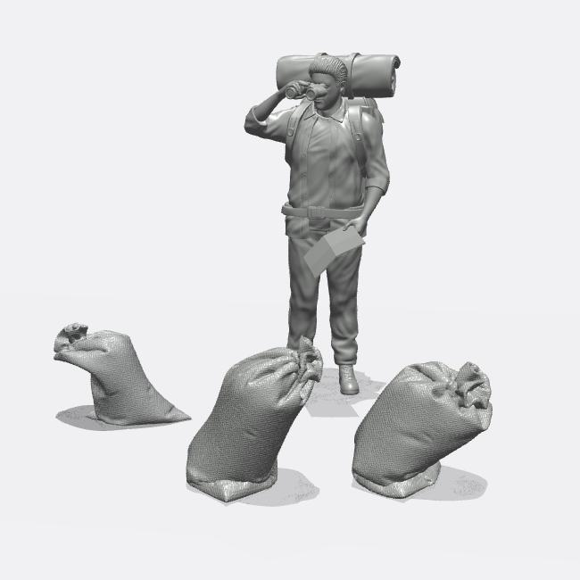 Product photo miniature furniture, diorama and model building 0: Storage and organization: Bags 3 - Bag full of grain or sandbag (Ref. 51D)