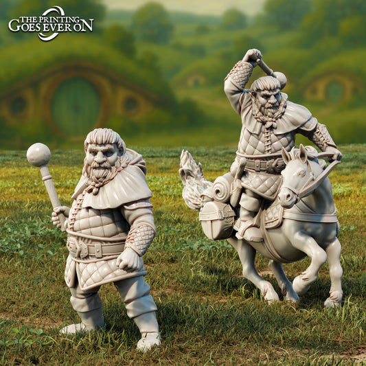 Product photo Tabletop 28mm The Printing Goes Ever On (TPGEO) 0: Bogrin - Dwarf Companion on Foot and on Pony