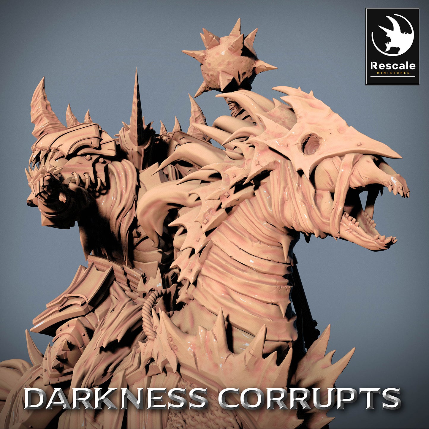 Product image 4 of 4: Tabletop Miniature: Hellrider Demon Knight on Demonic Steed, Death Knight / Dark Paladin with Morningstar/Mace - Terror Rider, Undead Warlord, Cavalry Leader (23_07_D9)