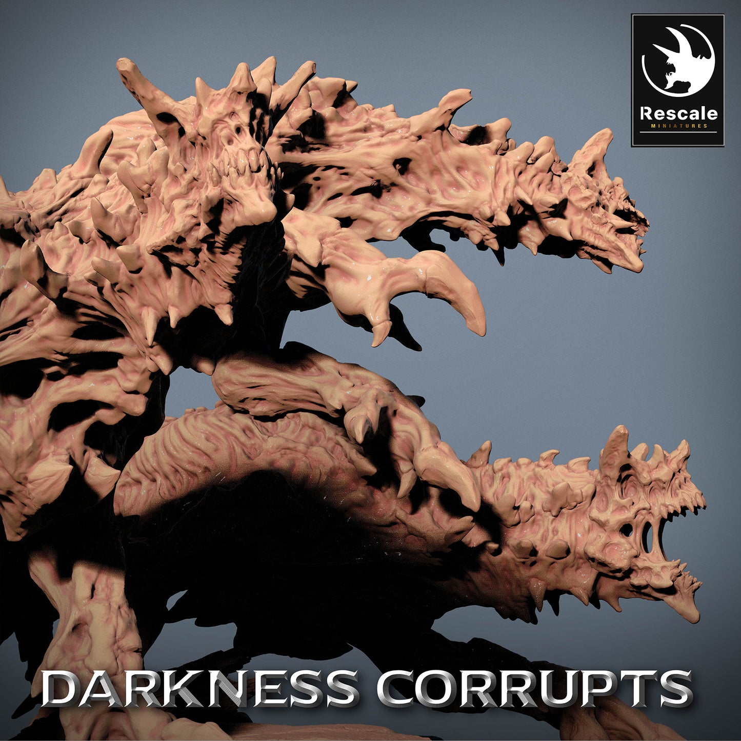 Product image 4 of 4: Tabletop Miniature: Hellhound Chimera, multi-headed demon beast, hydra-like abyss creature, boss monster on rock base (23_07_C5)