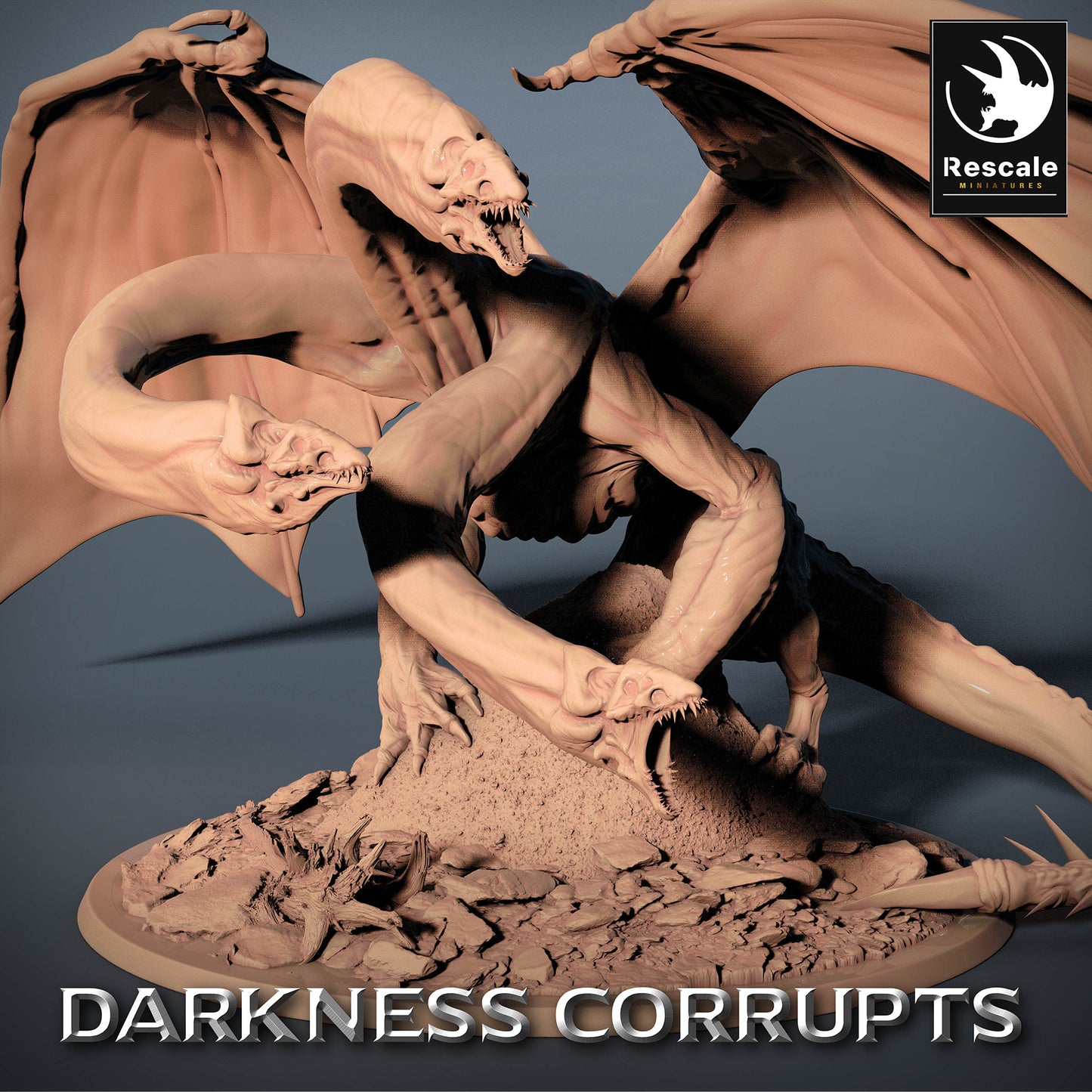 Product image 5 of 5: Tabletop Miniature: Hydra - multi-headed serpent hydra, demonic dragon spawn with membrane wings, boss monster from the underworld (23_07_A)