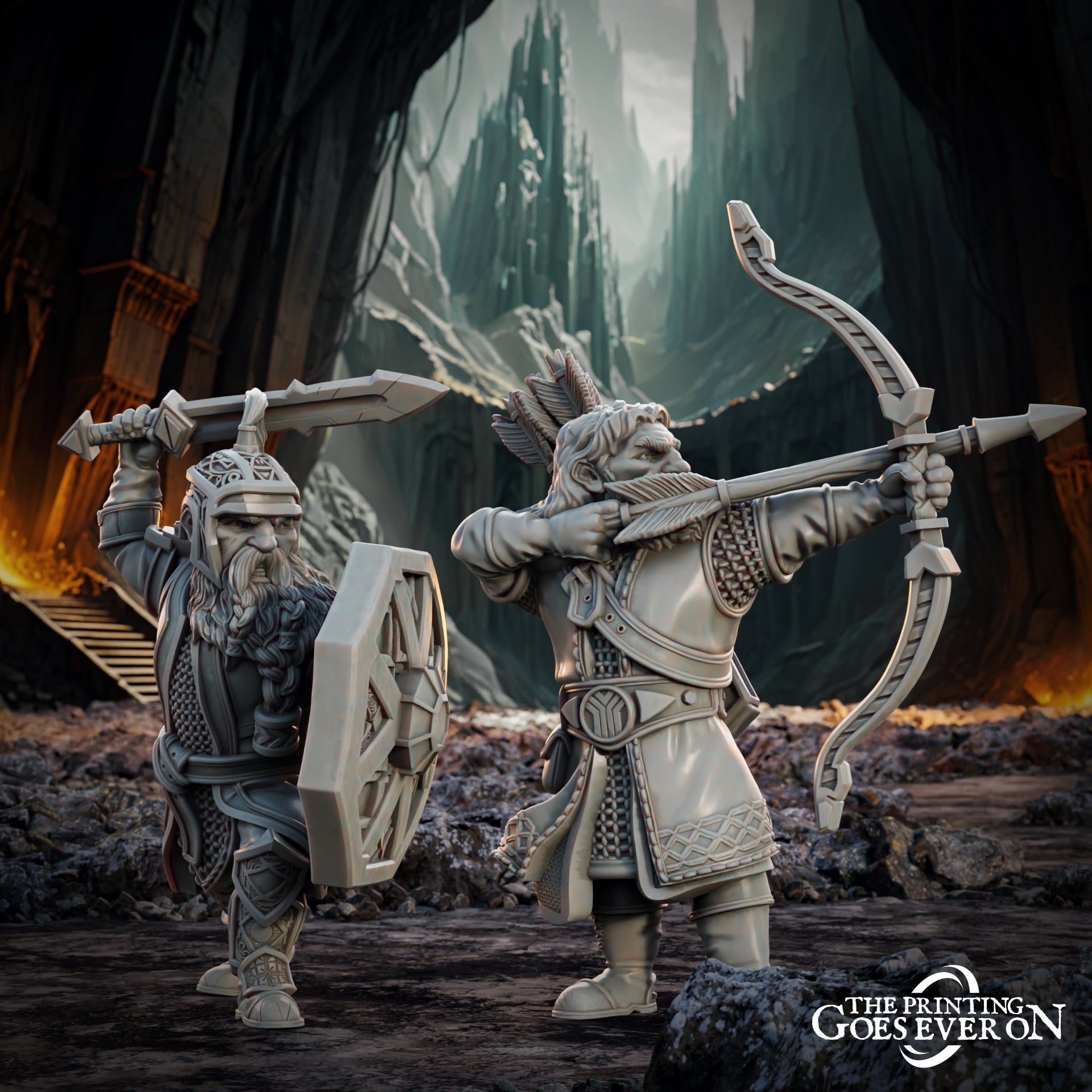Product photo Tabletop 28mm The Printing Goes Ever On (TPGEO) 0: Dwarven Heroes - Drafnar and Murdan - Legendary Warriors of the Dwarven Realm