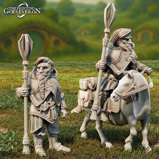 Product photo Tabletop 28mm The Printing Goes Ever On (TPGEO) 0: Durgil - Dwarf Companion on Foot and on Pony