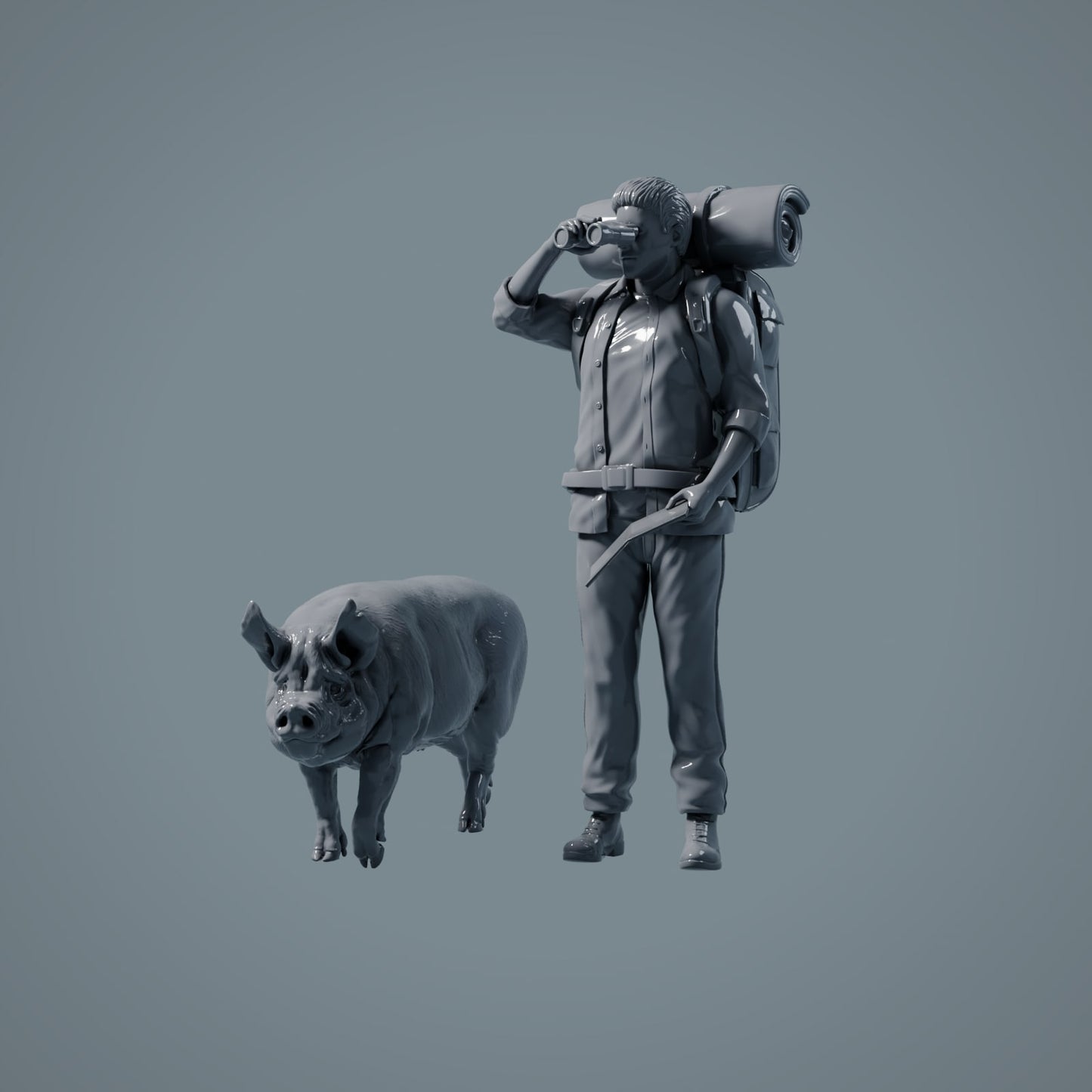 Farm Animal Figures: Boar Walking - Berkshire Pig (a040)
