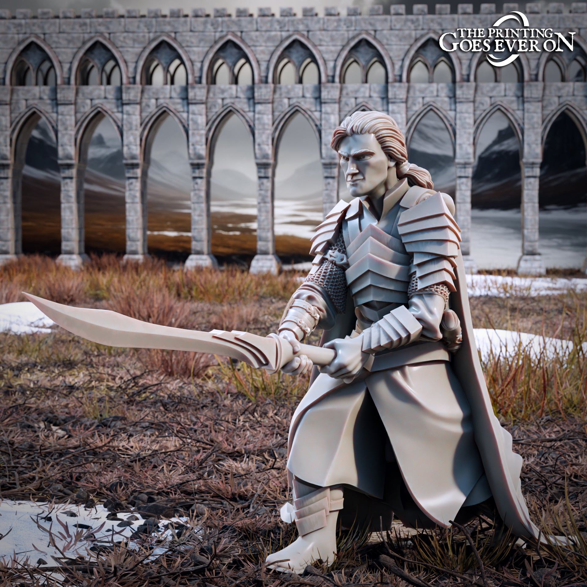 Product photo Tabletop 28mm The Printing Goes Ever On (TPGEO) 0: Elven Brothers - Mounted and Foot: Braver Elven Commanders