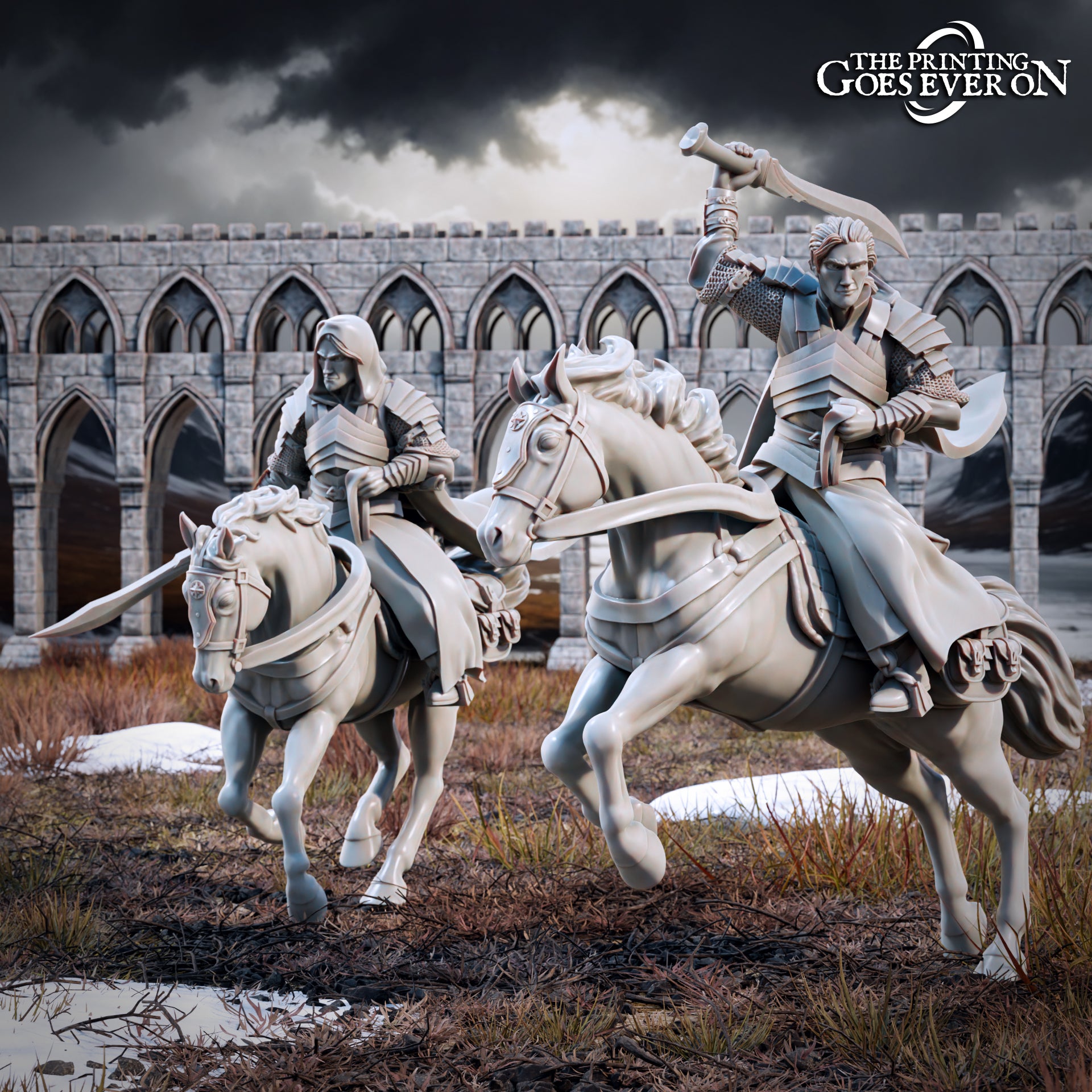 Product photo Tabletop 28mm The Printing Goes Ever On (TPGEO) 0: Elven Brothers - Mounted and Foot: Braver Elven Commanders