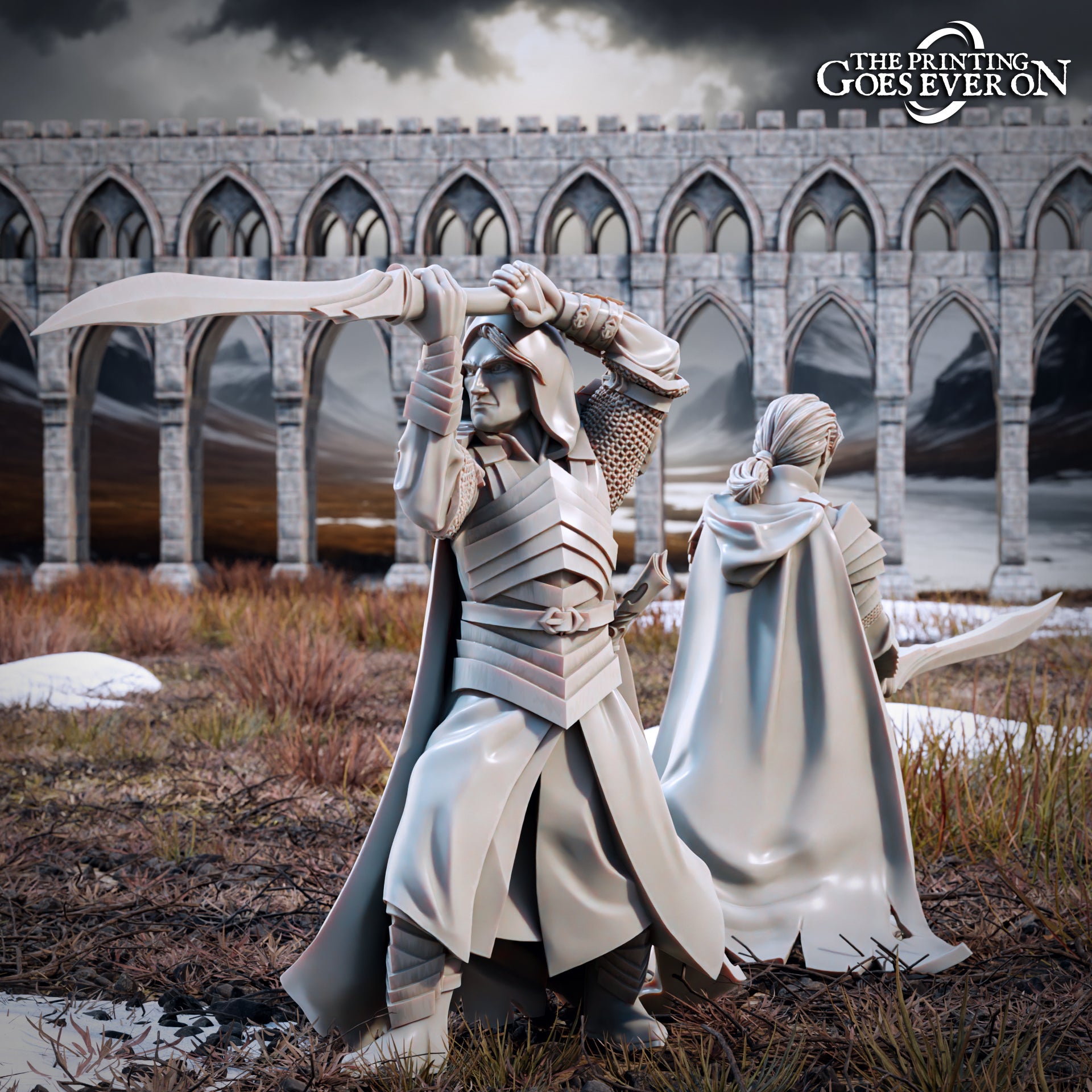 Product photo Tabletop 28mm The Printing Goes Ever On (TPGEO) 0: Elven Brothers - Mounted and Foot: Braver Elven Commanders