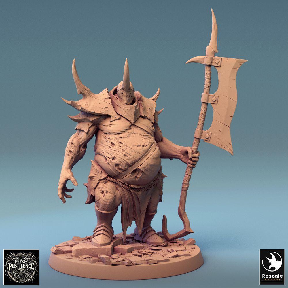 Product photo Tabletop 28mm Lord of the Print (LotP) 0: Tabletop miniature: Monstrous Ogre Executioner with Halberd - Chaos Warrior, Plague Ogre, Decayed Champion (24_08_D5)