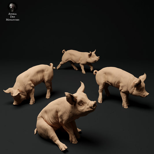 Product photo Animal Figure Diorama, Model Building: 0: Farm Animal Figures: Piglets (4 pieces) - Berkshire Pig