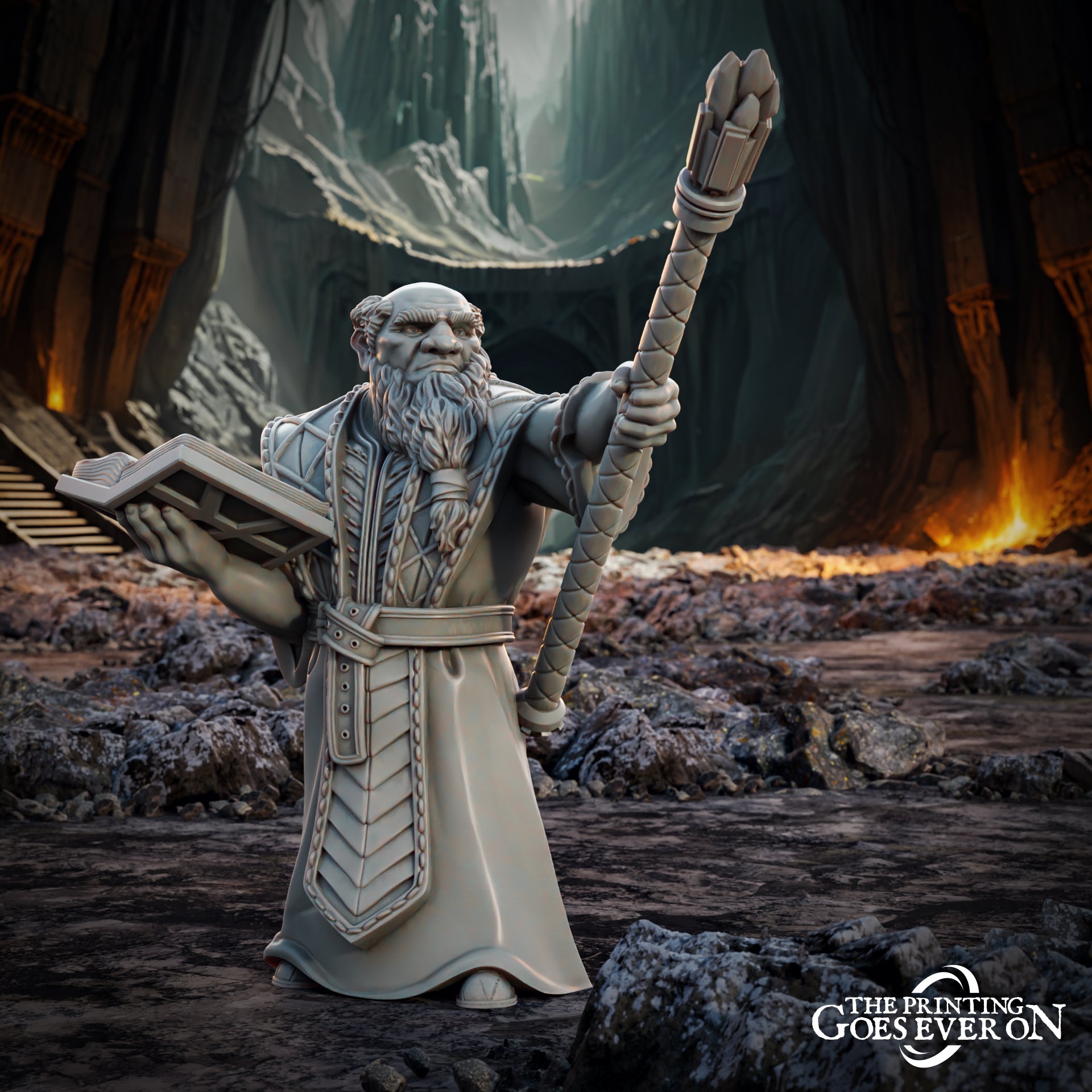 Product photo Tabletop 28mm The Printing Goes Ever On (TPGEO) 0: Dwarf Mage - Wizard and Scholar of the Dwarf Realm