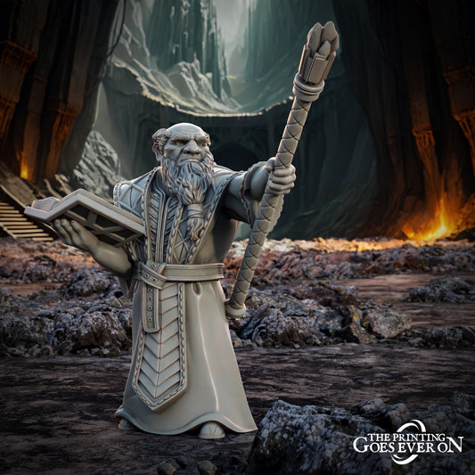 Product photo Tabletop 28mm The Printing Goes Ever On (TPGEO) 0: Dwarf Mage - Wizard and Scholar of the Dwarf Realm