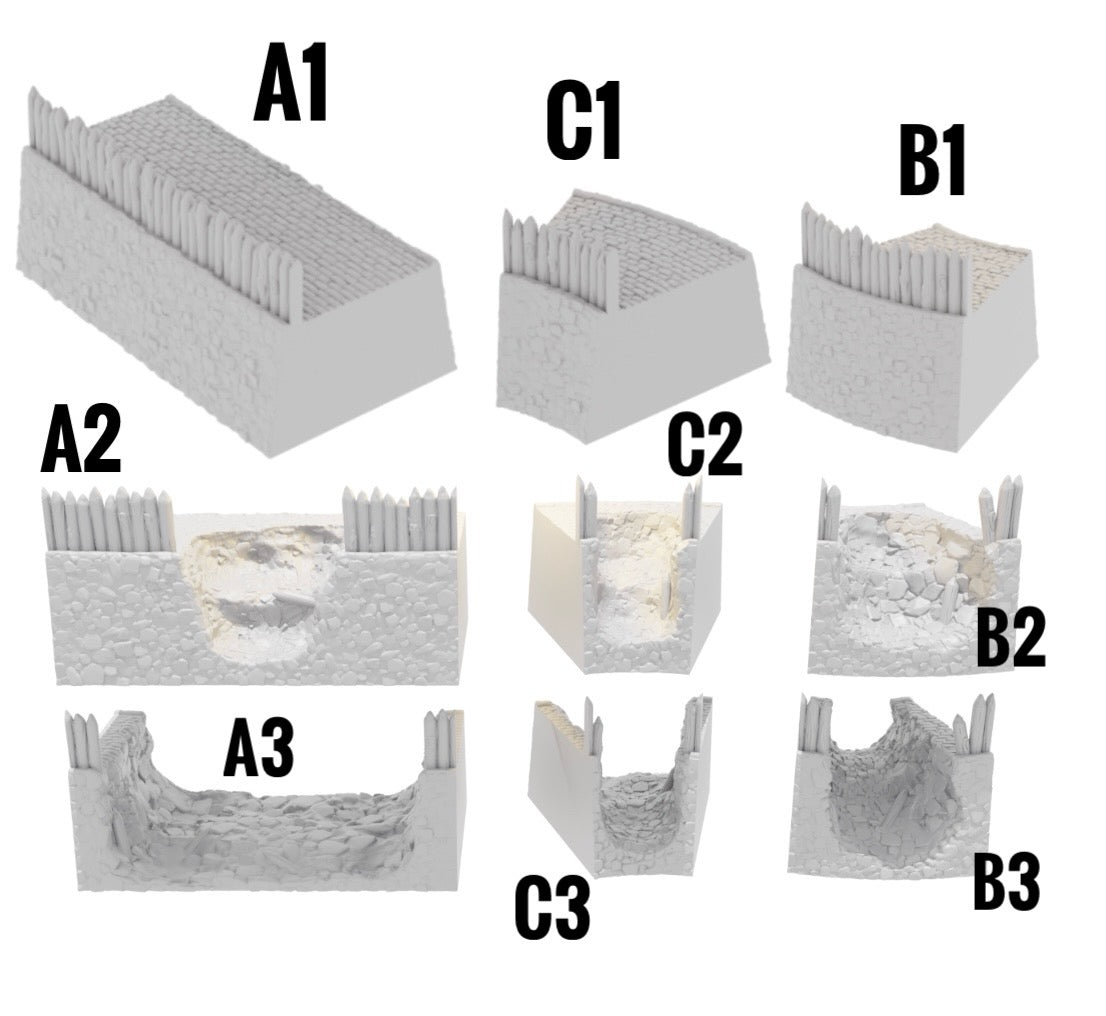 Produktfoto Tabletop 28mm Geländeteile, Häuser, Dekoration und Bits von Creation Conquest (CC) 0: Stadtmauer B1- Kingdom Of Saxonia - Mittelalterliches Dorf der Pferdeherren