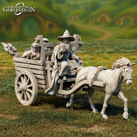 Product photo Tabletop 28mm The Printing Goes Ever On (TPGEO) 0: Gollnir - Ancient Wizard with Cart