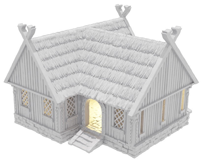 Produktfoto Tabletop 28mm Geländeteile, Häuser, Dekoration und Bits von Creation Conquest (CC) 0: Haus des Händlers - Kingdom Of Saxonia - Mittelalterliches Dorf der Pferdeherren