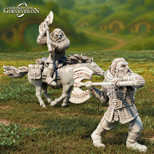 Product photo Tabletop 28mm The Printing Goes Ever On (TPGEO) 0: Grumlin - Dwarf Companion on Foot and on Pony