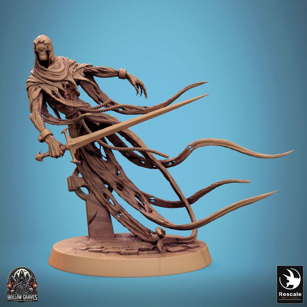 Product photo Tabletop 28mm Lord of the Print (LotP) 0: Tabletop miniature: Undead Spirit Warrior Wraith with Longsword, Spectral Executioner, Phantom Swordsman, Floating Blade Master (24_10_A7)