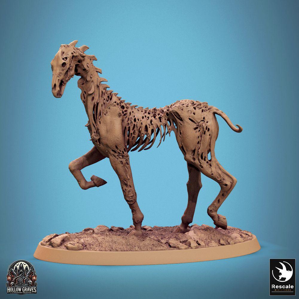 Product photo Tabletop 28mm Lord of the Print (LotP) 0: Tabletop miniature: Undead Horse - Bone Steed, Zombie Mount, Crypt Horse, Dread Steed Doomstride (24_10_C7)