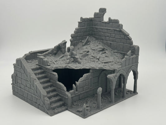 Product photo Tabletop 28mm The Printing Goes Ever On (TPGEO) 0: House B Ruins Ivory City - Kingdom of Gonthan Building - Tabletop Terrain