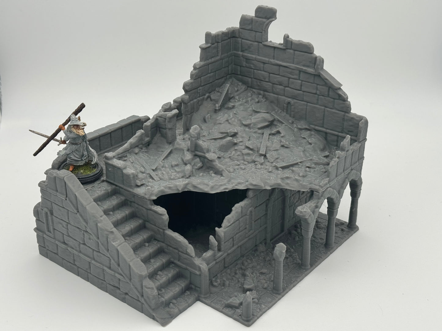 Product photo Tabletop 28mm The Printing Goes Ever On (TPGEO) 0: House B Ruins Ivory City - Kingdom of Gonthan Building - Tabletop Terrain
