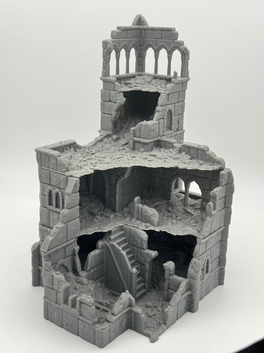 Product photo Tabletop 28mm The Printing Goes Ever On (TPGEO) 0: City Hall Ruins Ivory City - Kingdom of Gonthan Building - Town Hall Tabletop Terrain