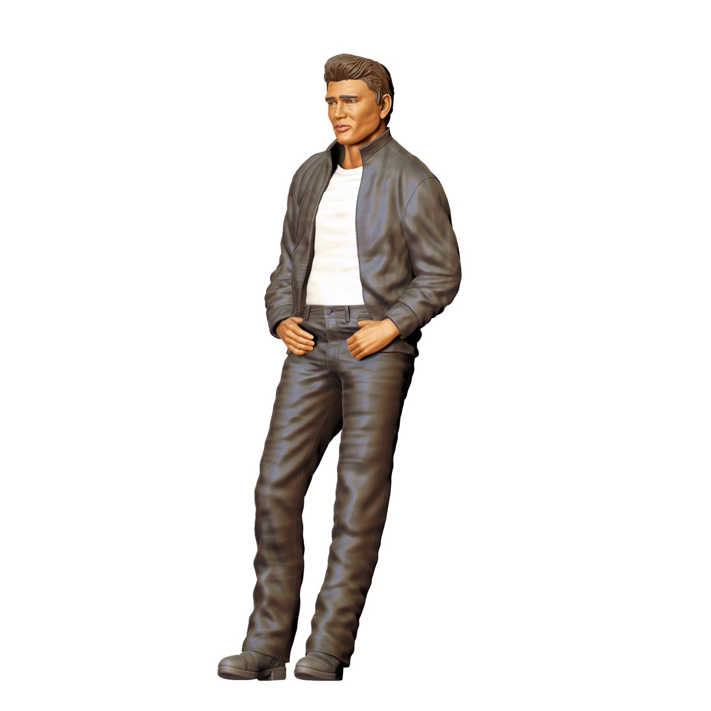 Product image 6 of 6: Man in leather look with T-shirt – figure with cool posture (Ref. No. 408)