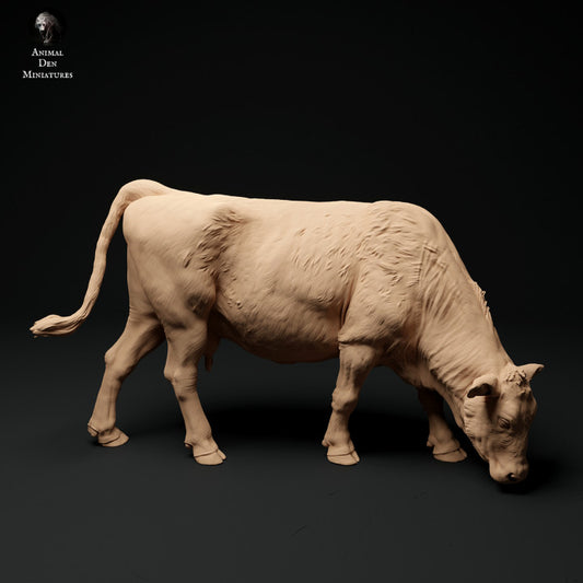 Product photo Animal Figure Diorama, Model Building: 0: Farm Animal Figure: Grazing Cow - Red Devon Cow