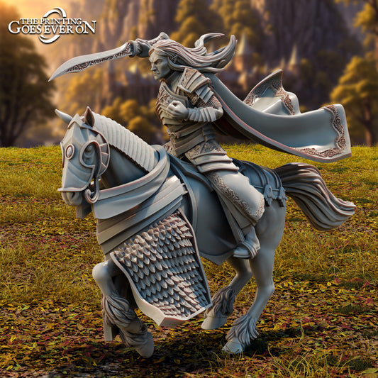 Product photo Tabletop 28mm The Printing Goes Ever On (TPGEO) 0: Lord Goloccel High Elf Hero - On Foot and on Horse - Brave Leader of the High Elves